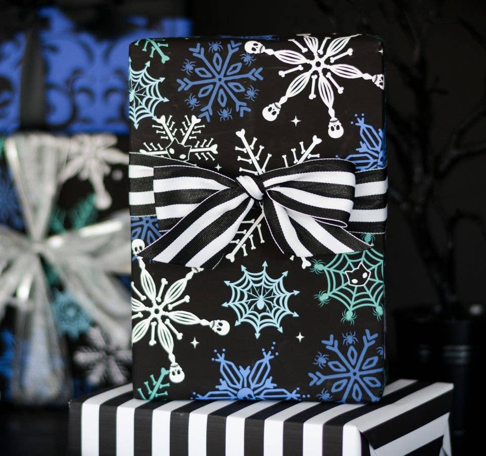 Skull Snowflake Gift Wrap (8ft Roll)