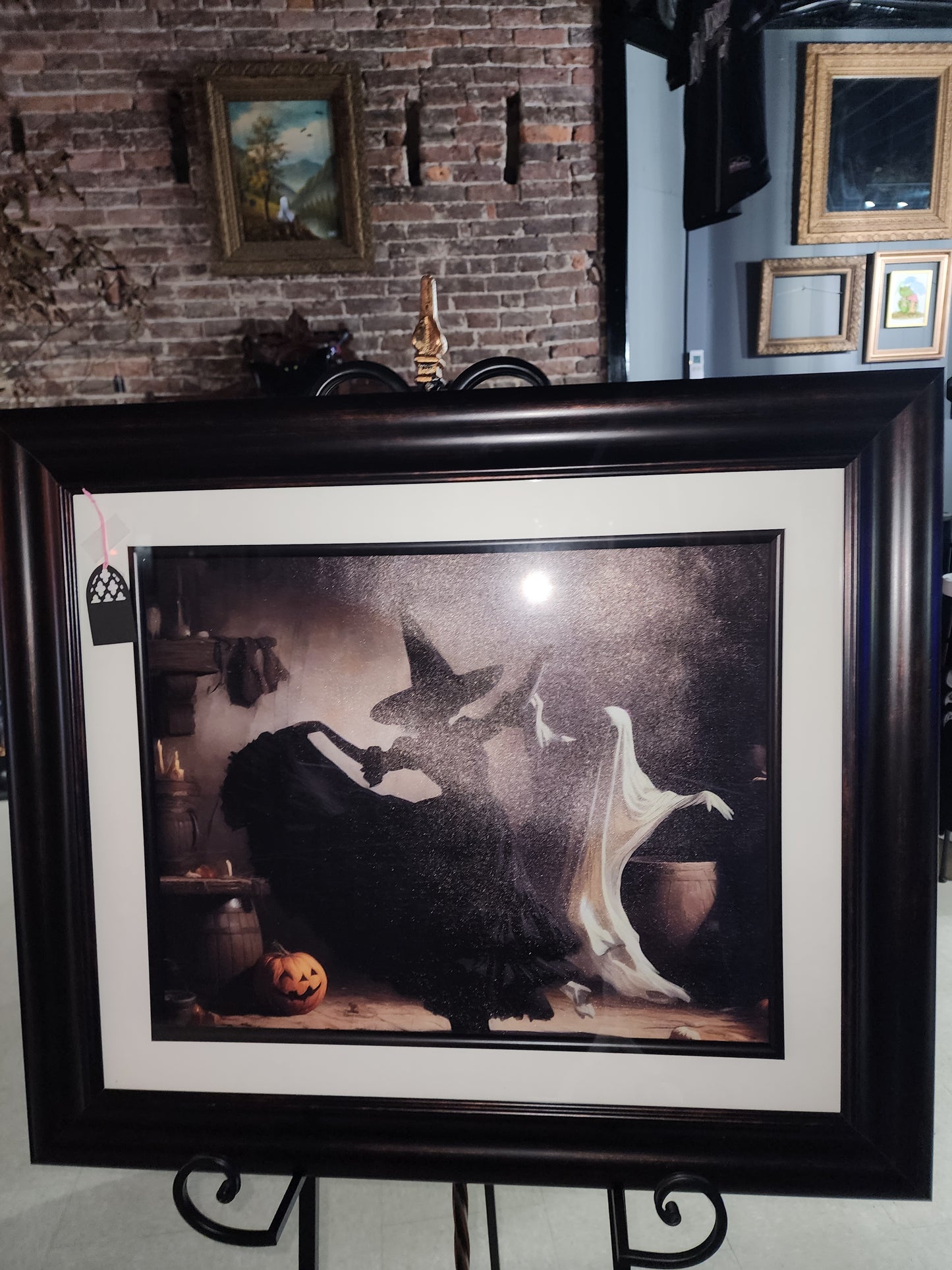 Vintage Witch and Ghost Dancing Custom Framed Canvas Print