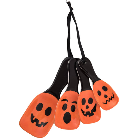 OFERTA Juego de 4 cucharas medidoras con forma de calabaza de Halloween: multicolor / 100 % DOLOMITA