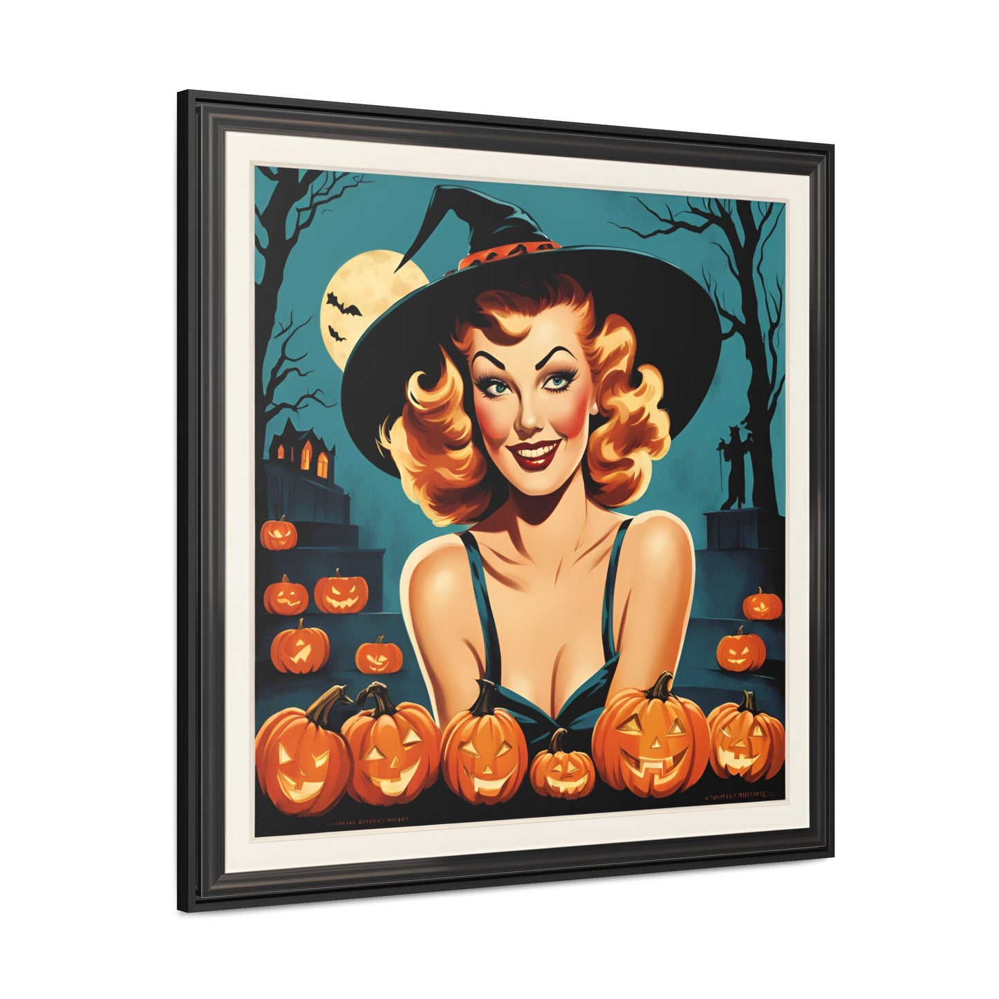 Halloween Pin Up Girl Wall Art on Canvas with Frame