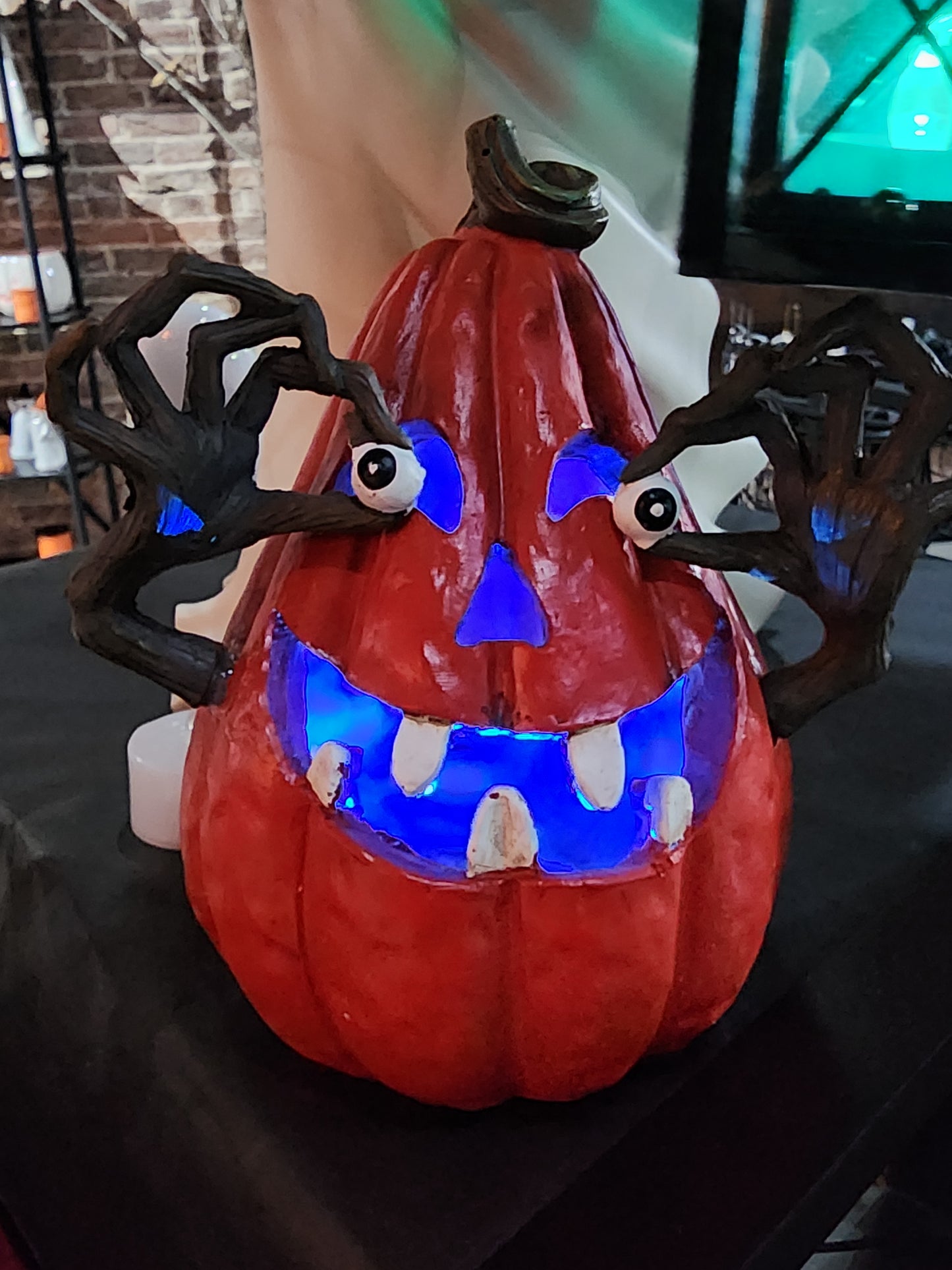 Juego de 3 pequeñas calabazas iluminadas para Halloween: resina