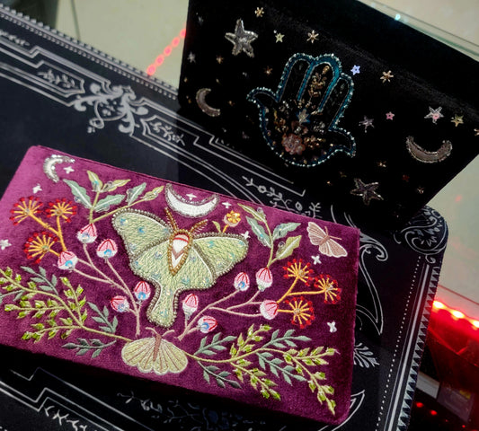 Spiritual Velvet Embroidered Vanity Box with Bead Details