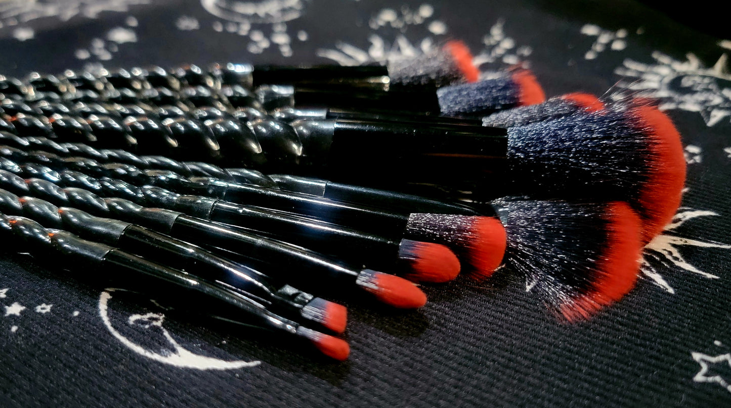 Blood Red Tipped Make Up Brushes