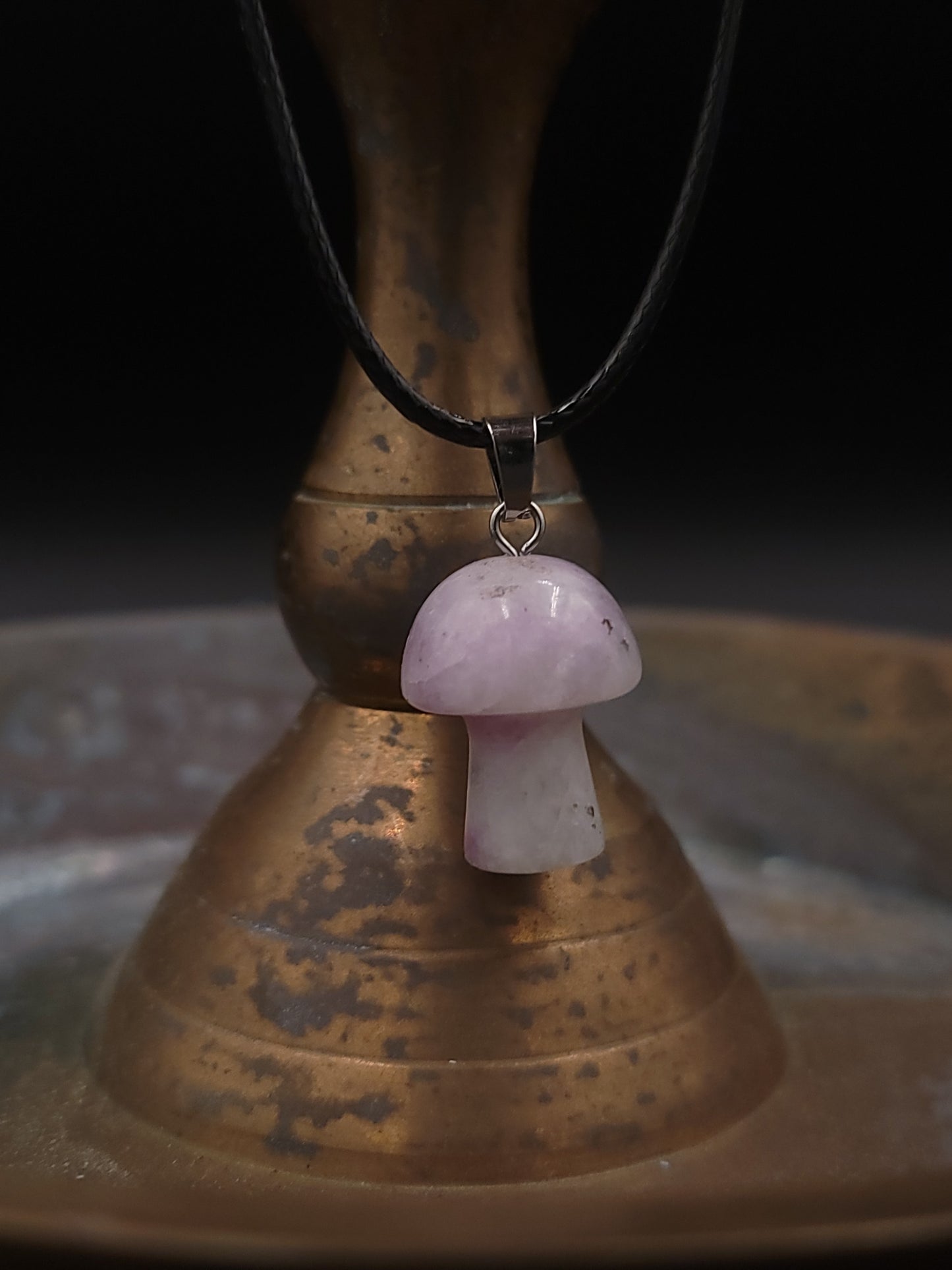 Real Stone Mushroom Pendant Necklace