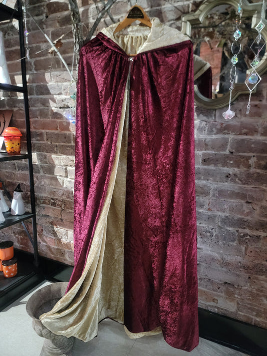 Hooded Cloak Reversible : Gold / Burgundy