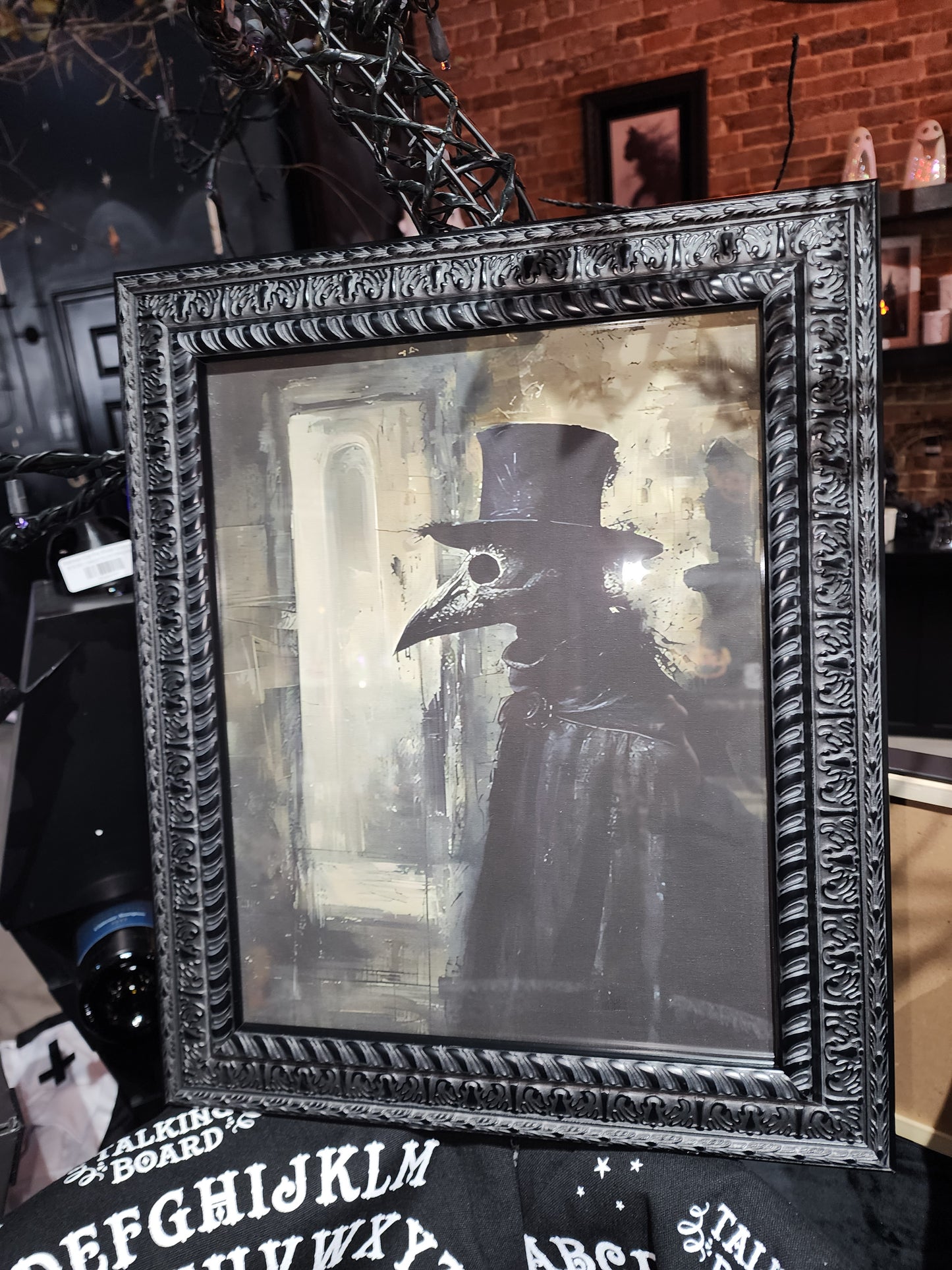 Creepy Plague Doctor Framed Canvas Print