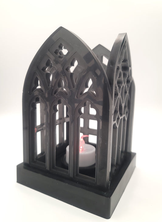 Handmade Black Cathedral Arch Tea Light Candle Holder