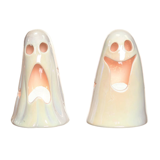 OFERTA Vela votiva de cerámica con forma de fantasma perlado para Halloween 2: Cerámica