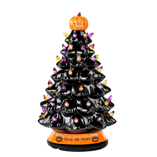 Árbol de Halloween iluminado de cerámica