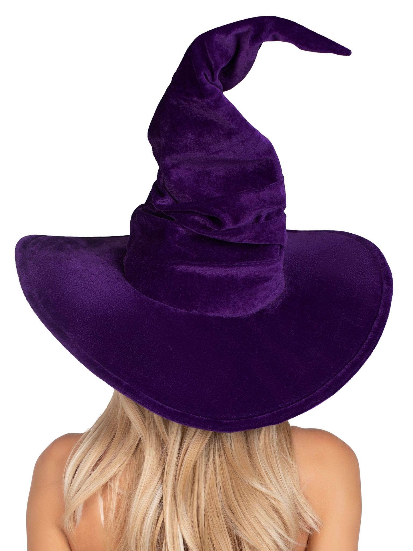 Velvet Ruched Witch Hat Purple