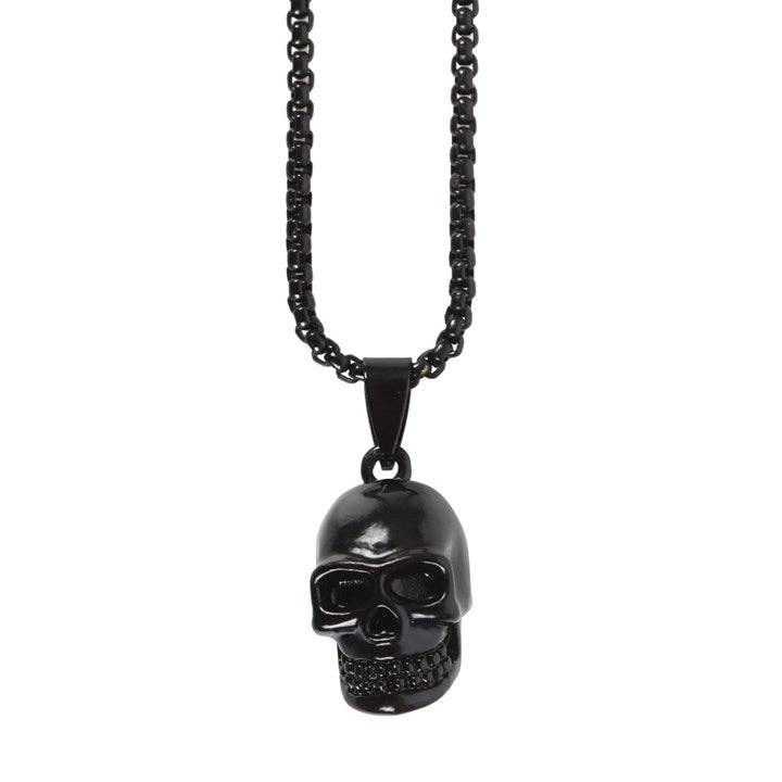 Collar de calavera de acero inoxidable negro