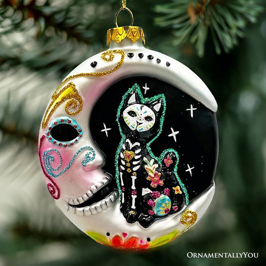 Sugar Skull moon Ornament