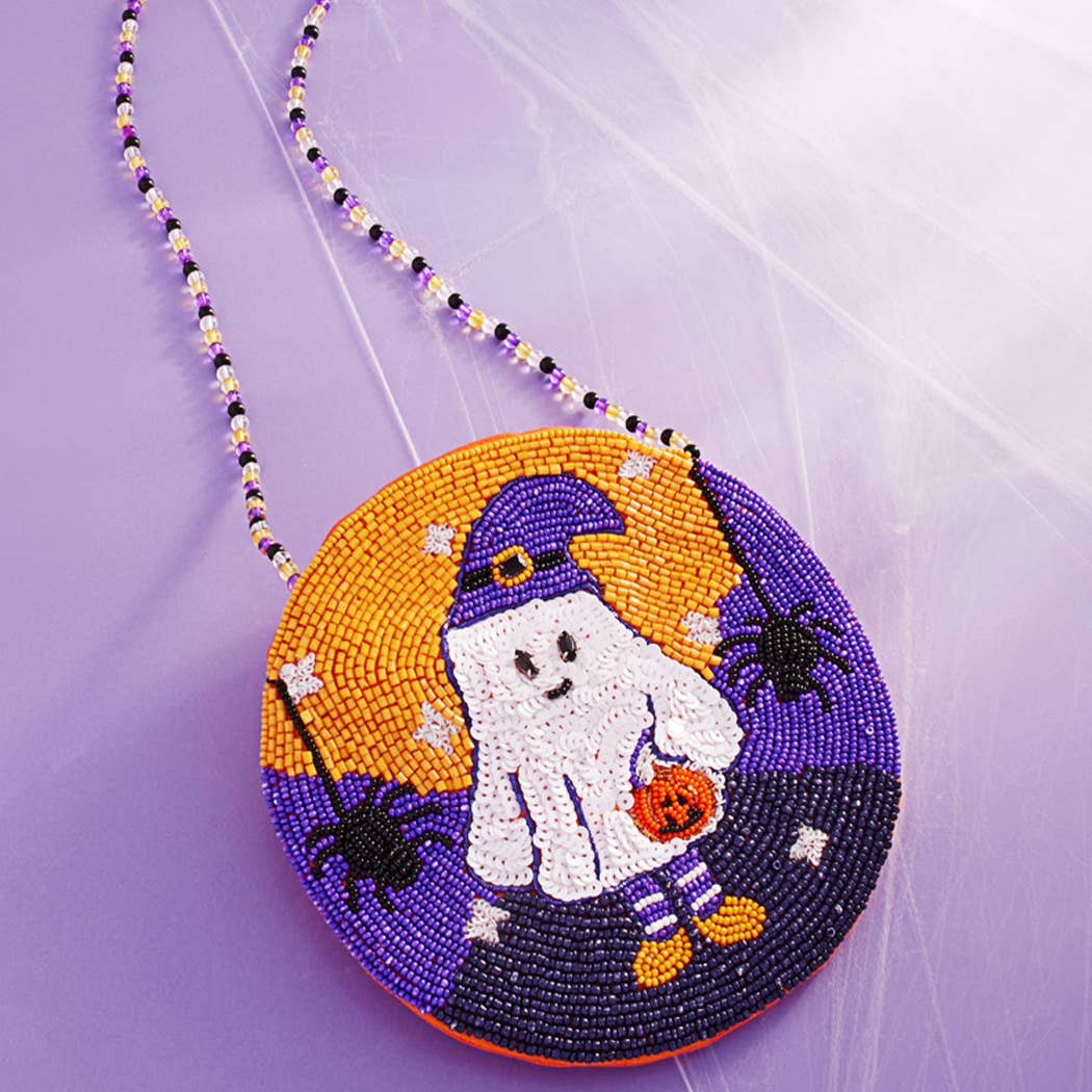 Halloween Beaded Ghost Crossbody Bags