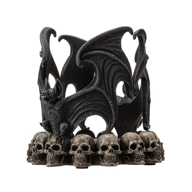 Vampire Bat with Skulls Candle Holder - Bottle Holder