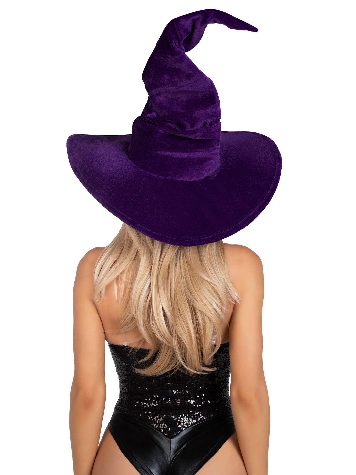 Velvet Ruched Witch Hat Purple