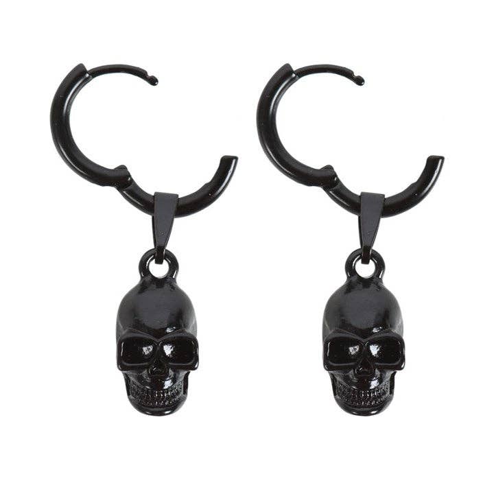 Pendientes de calavera de acero inoxidable negro