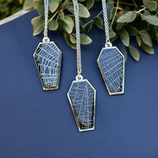 Real Spiderweb Coffin Necklace