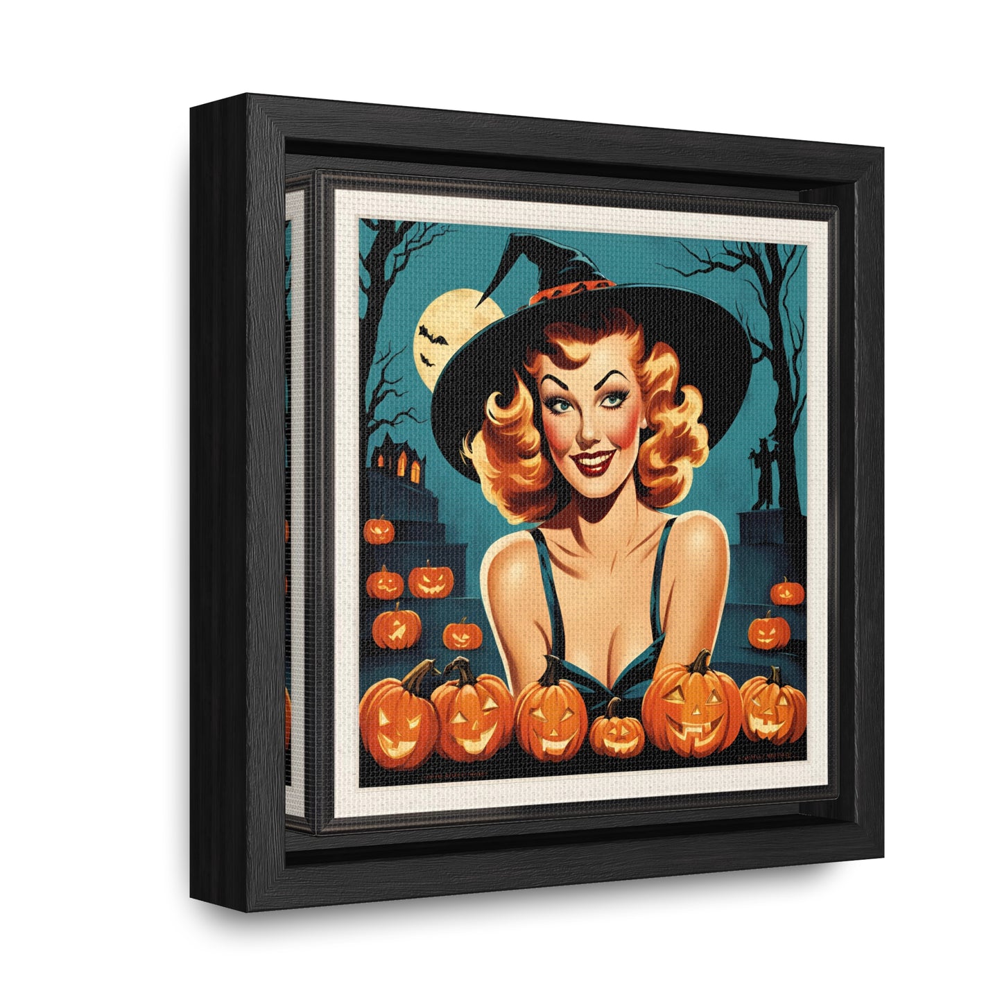 Halloween Pin Up Girl Wall Art on Canvas with Frame