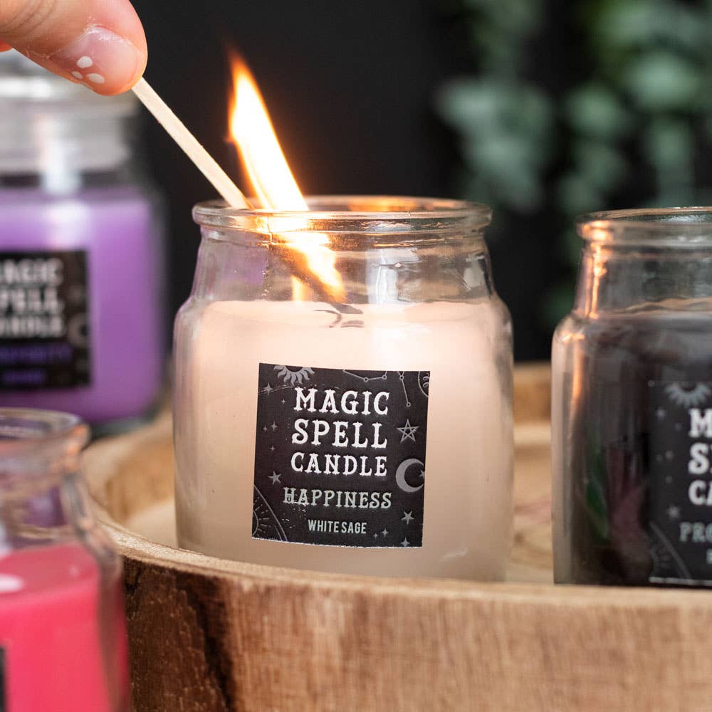 Happiness Magic Spell Mini  White Sage Candle