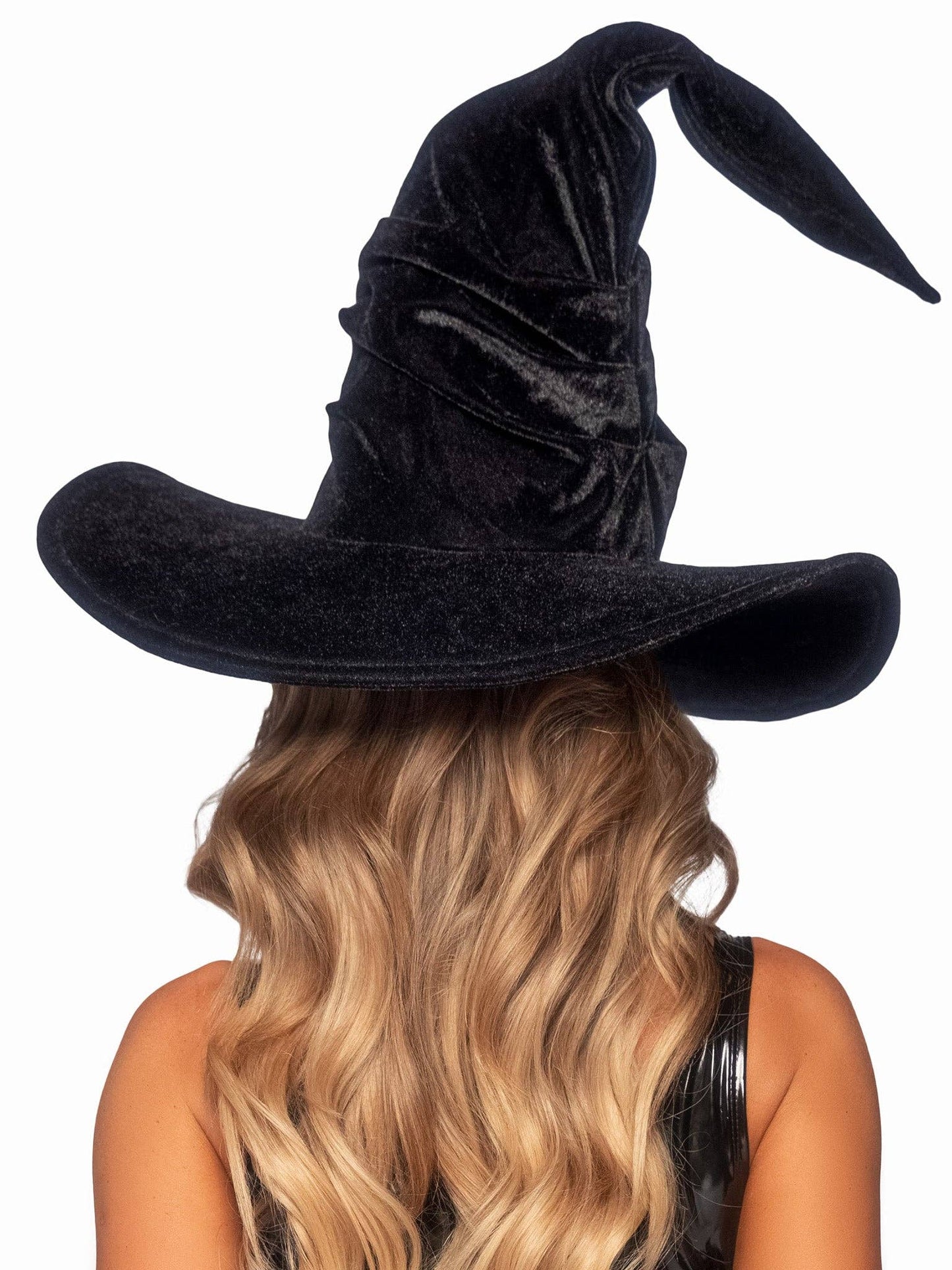 Velvet Ruched Witch Hat Black