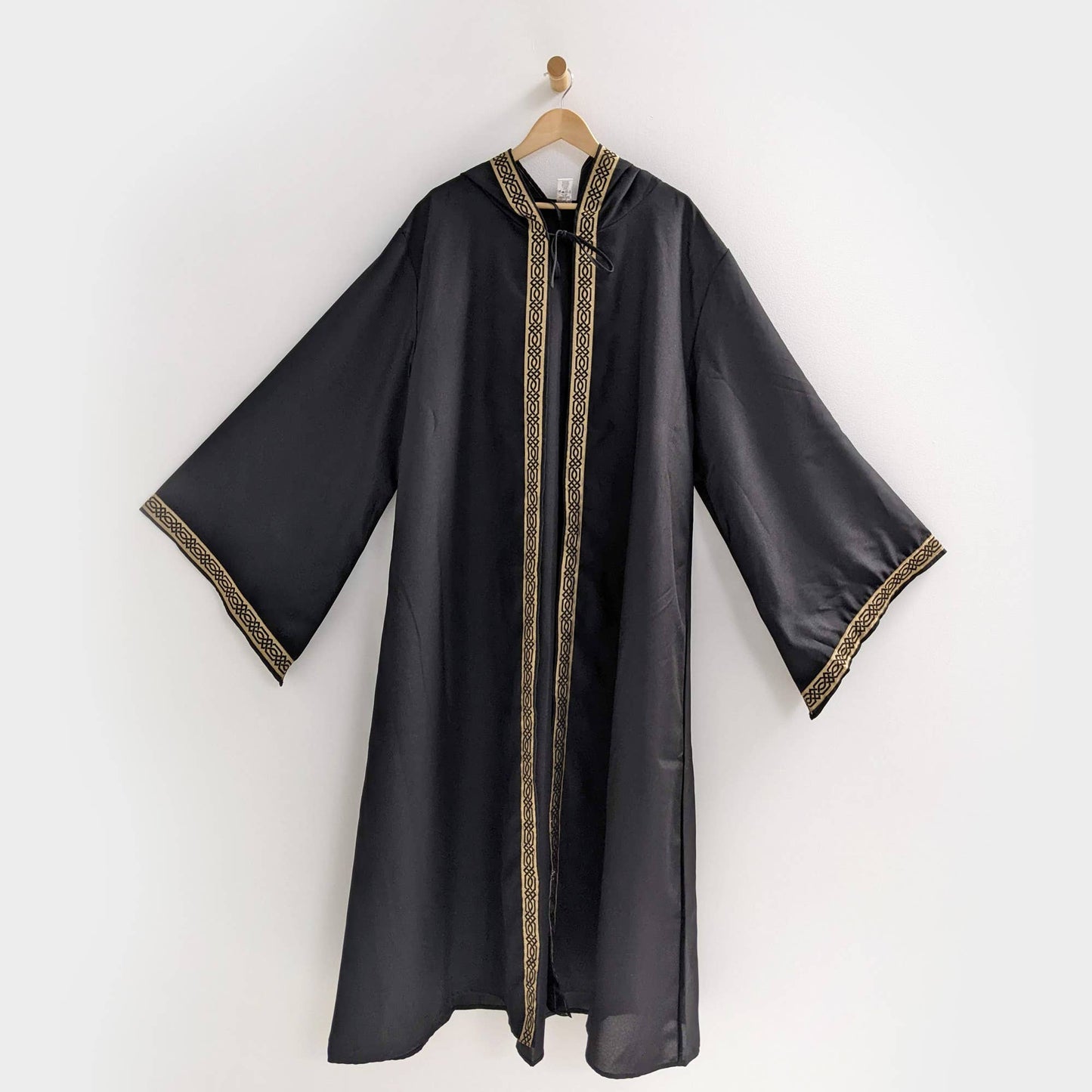 Celtic Robe | Medieval Sorcerer Cloak with Hood: Black