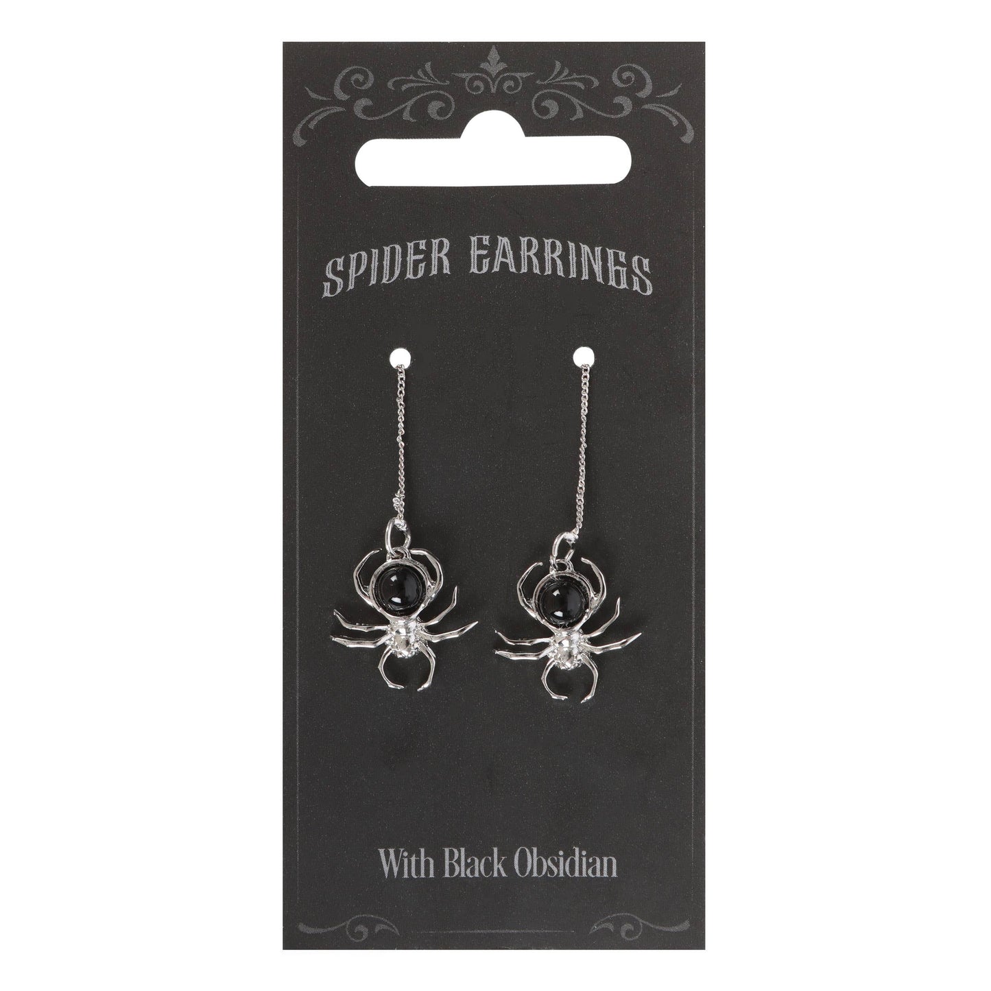 Obsidian Spider Earrings