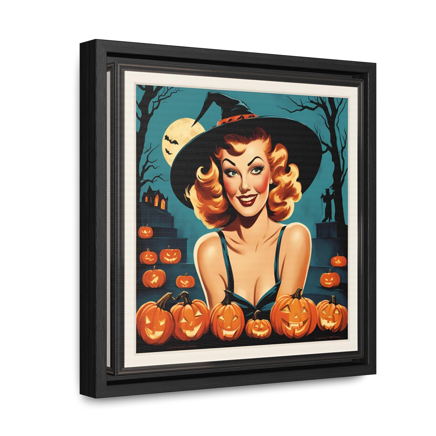 Halloween Pin Up Girl Wall Art on Canvas with Frame