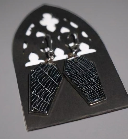 Real Spiderweb Coffin Earrings