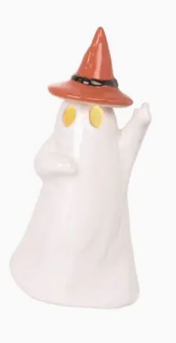 Large Ceramic Light Up Ghost with Witch Hat