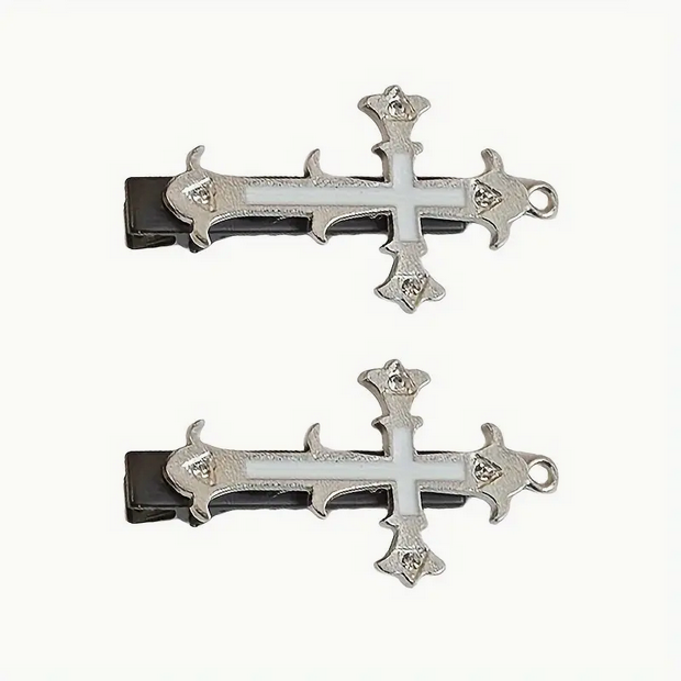 Gothic Cross Hair Clips