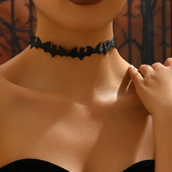 BAT Black Choker Necklace