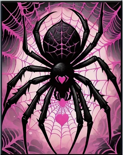 Spiderweb Pink Heart Diamond Art Kit