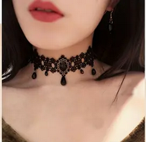 Vintage Goth Lace Choker Necklace