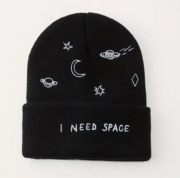 "I Need Space" Embroidery Beanie