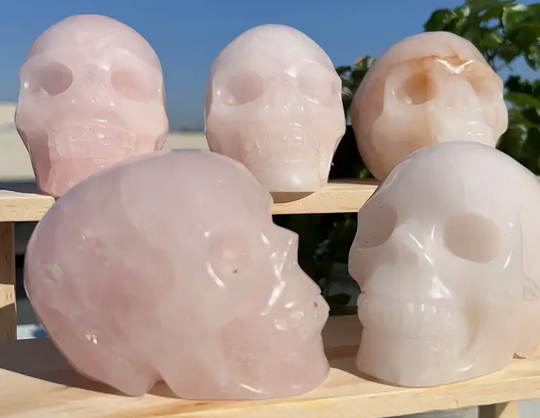 Rose Quartz Crystal Skull