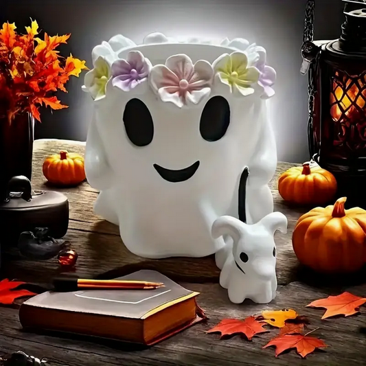 Creepy Cute Ghost Walking Dog Planter-Girl