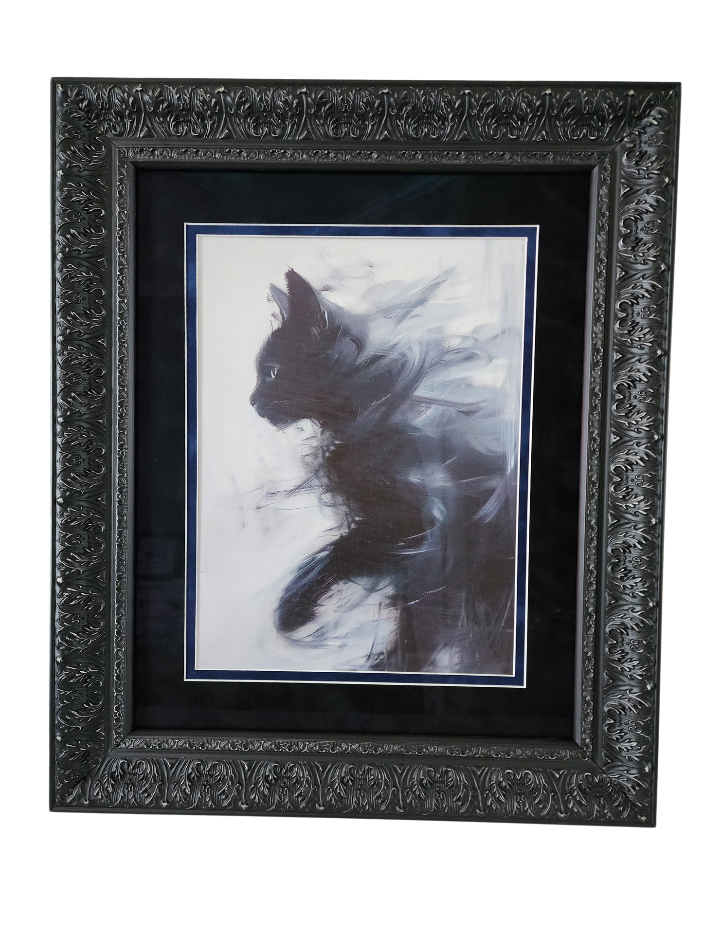 Ghostly Black Cat Custom Framed Print