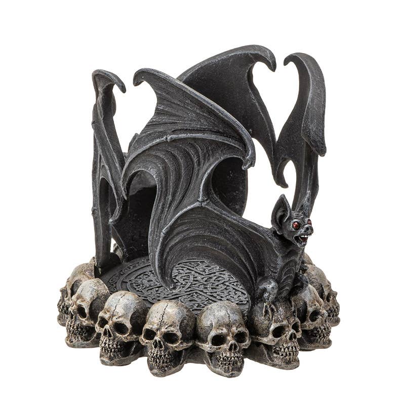 Vampire Bat with Skulls Candle Holder - Bottle Holder