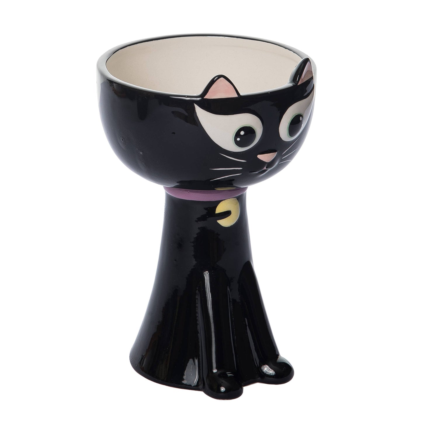 Black Halloween Cat Pedestal Bowl