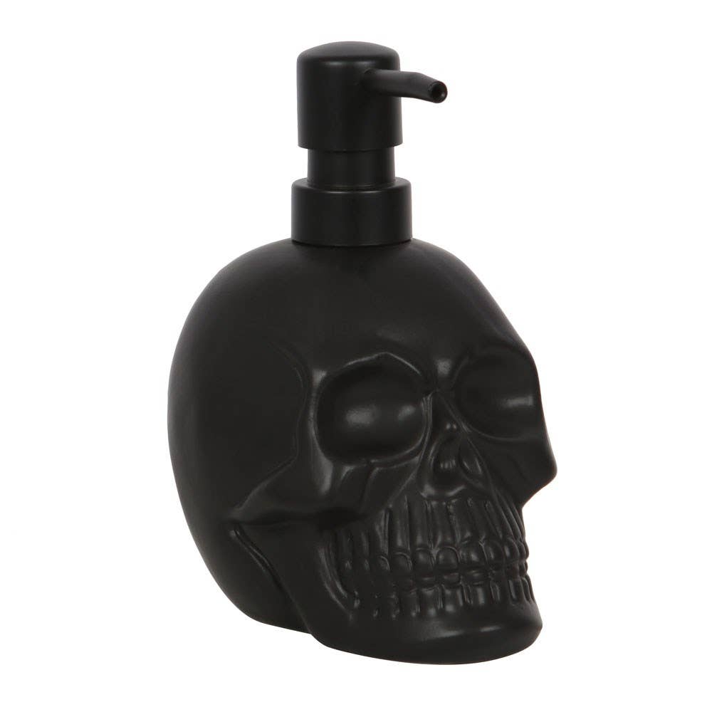 Dispensador de jabón con forma de calavera negra