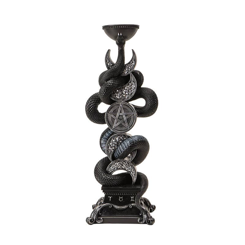 Triple Moon W/Black Serpent Candleholder