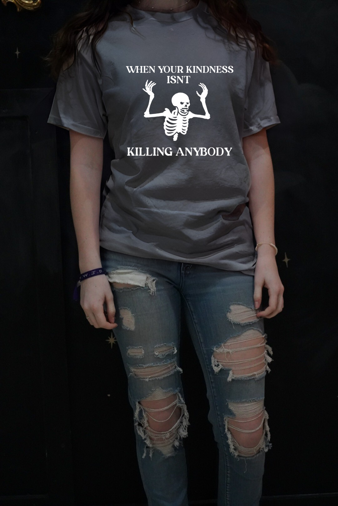 When your KINDNESS isn't KILLING Anybody Goth T-Shirt Grey