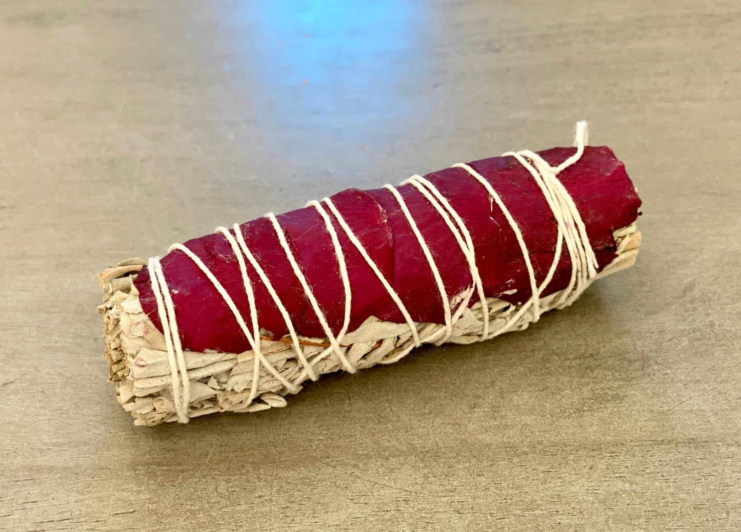 White Sage Dried Red Rose Petals Smudge Stick