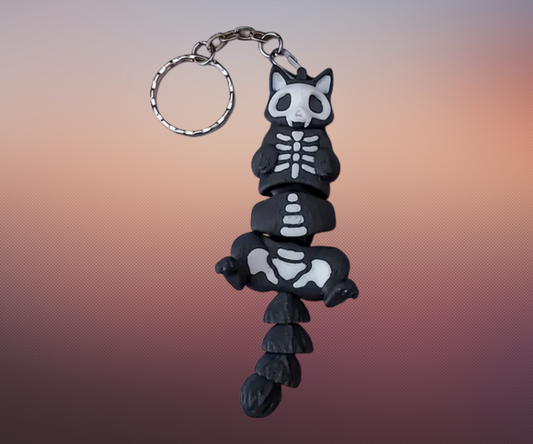 Articulating Skeleton Cat Key Chain