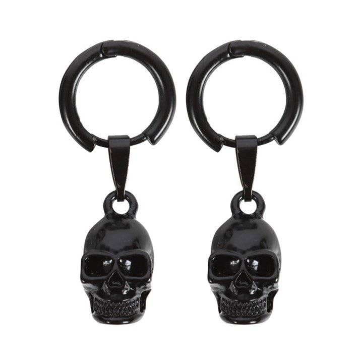 Pendientes de calavera de acero inoxidable negro