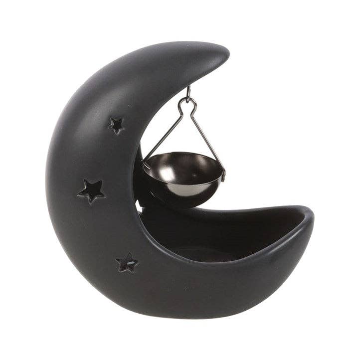 Black Crescent Moon Hanging Oil Burner