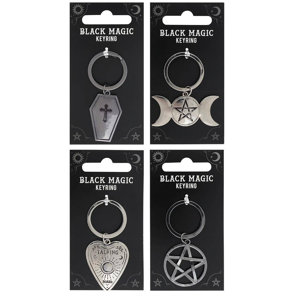 Black Magic Gothic Keyrings Coffin, Moon, Planchette, Pentagram