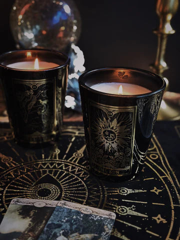 The Sun Tarot Onyx Rose Large Glass Candle